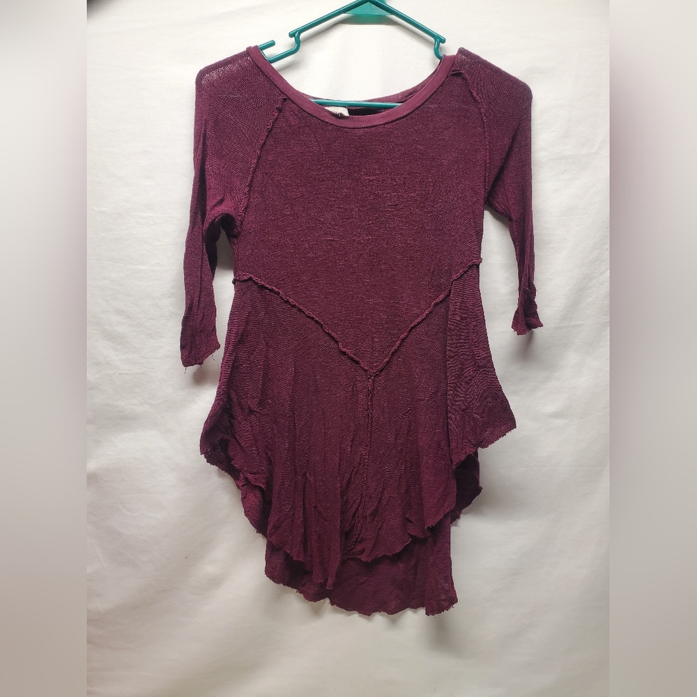 Free People Maroon Asymmetrical Boho Top